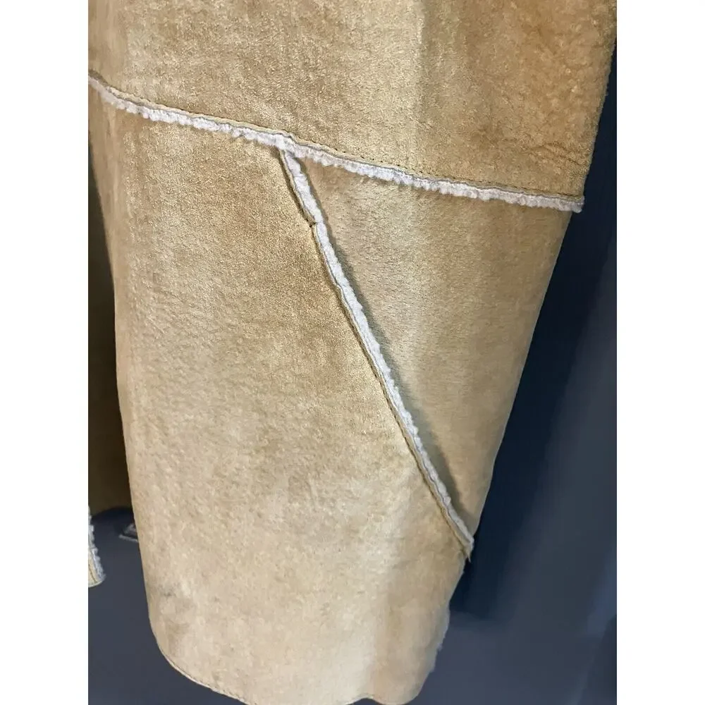 Vintage NY Classic Sports Suede Faux Fur Lined Shearling Jacket Size XL